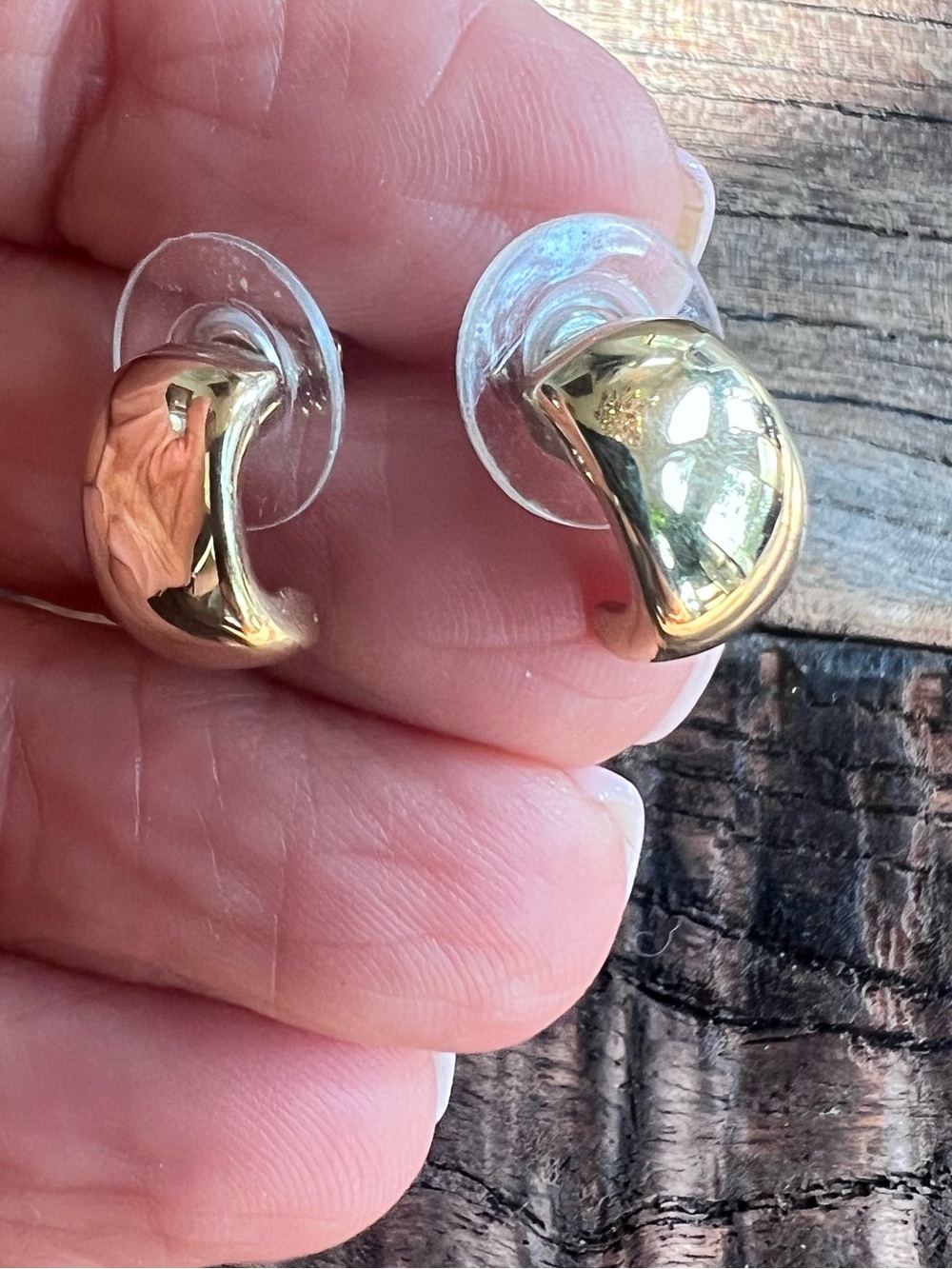 Monet Polished Gold Curved Stud Earrings